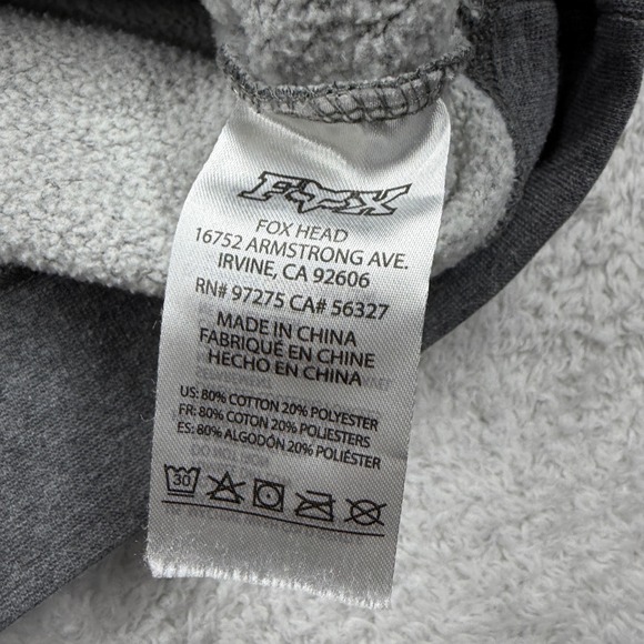 Mens Fox Racing Grey Hoodie Pullover Sweatshirt Size M - Picture 7 of 9